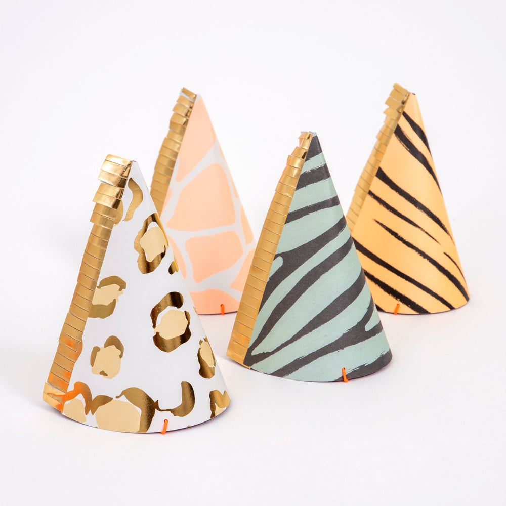 Safari Animal Print Party Hats - 8pk