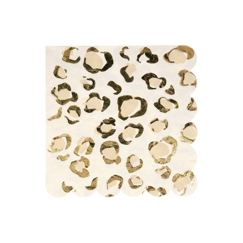 gold leopard print napkin with scalloped edges for birthday from Parte Haus party supply store in Bethesda Maryland