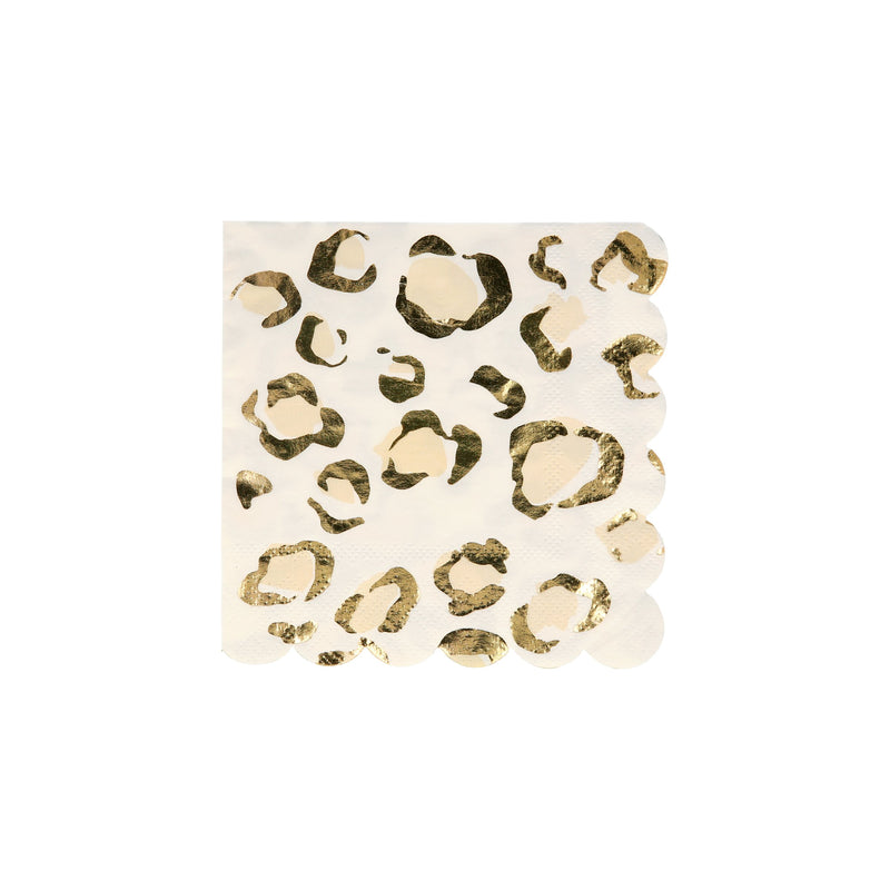 Gold leopard print napkin with scalloped edge wild safari theme from Parte Haus party supply store in Bethesda MD
