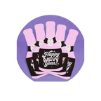 Purple champagne bottle napkins with Happy New Year text New Year theme from Parte Haus party supply store in Bethesda Maryland