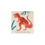 Red dinosaur napkin with green leaves for dinosaur theme from Parte Haus party supply store in Bethesda MD