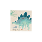 Blue dinosaur napkin with stegosaurus illustration dinosaur birthday from Parte Haus party supply store in Bethesda Maryland