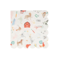 white farm animal napkin with barn and scallop edge farm birthday from Parte Haus party supply store in Bethesda Maryland