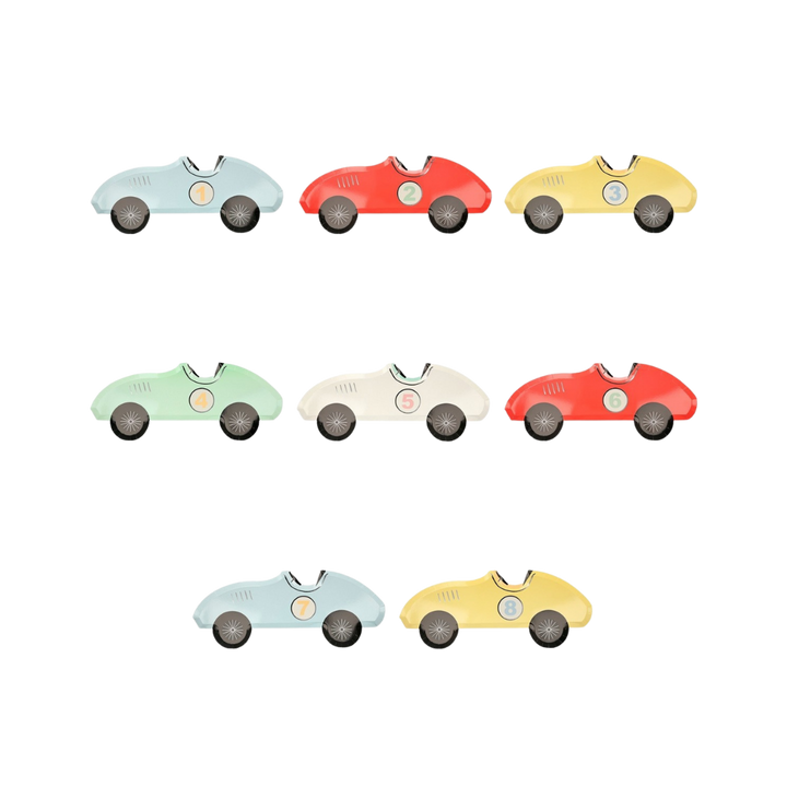 Assorted Color Race Car Dinner Plates