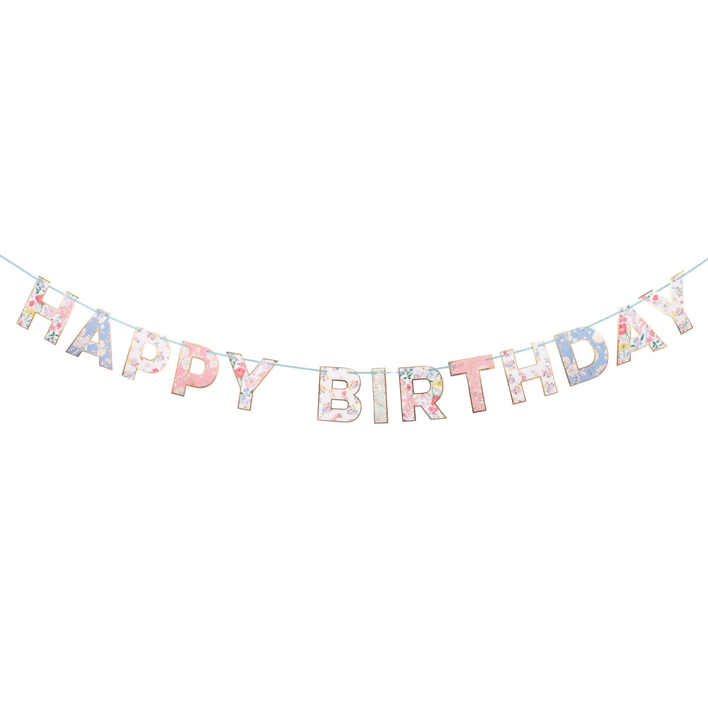 Pastel English Garden Scallop "Happy Birthday" Garland