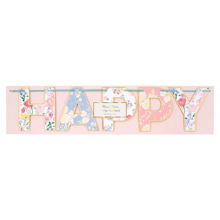 Pastel English Garden Scallop "Happy Birthday" Garland