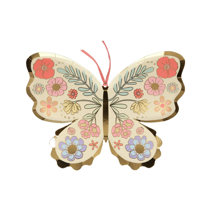 Gold and Yellow Floral Butterfly Dinner Plates