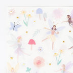 Pastel fairy napkin with butterflies flowers and mushrooms fairy theme from Parte Haus party supply store in Bethesda MD