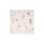 Pastel fairy napkin with scalloped edge floral and stars design fairy birthday theme from Parte Haus party supply store in Bethesda MD.