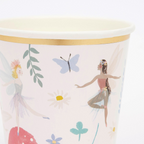 pastel fairy paper cup with gold rim features flowers and butterflies fairy birthday from Parte Haus party supply store in Bethesda MD