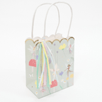 Pastel fairy gift bag with scalloped gold trim flowers and ribbon for birthday from Parte Haus party supply store in Bethesda Maryland
