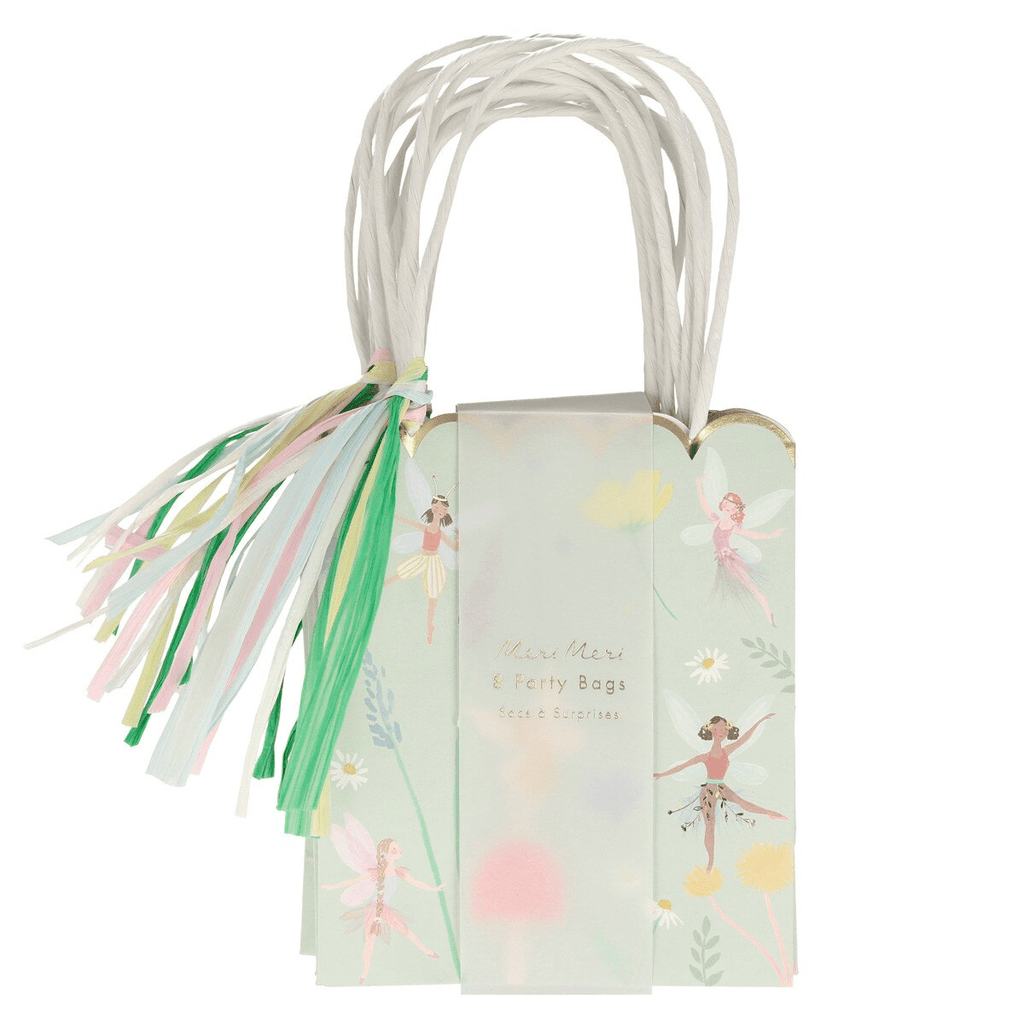 Pastel fairy gift bag with floral and fairy design for birthday from Parte Haus party supply store in Bethesda MD