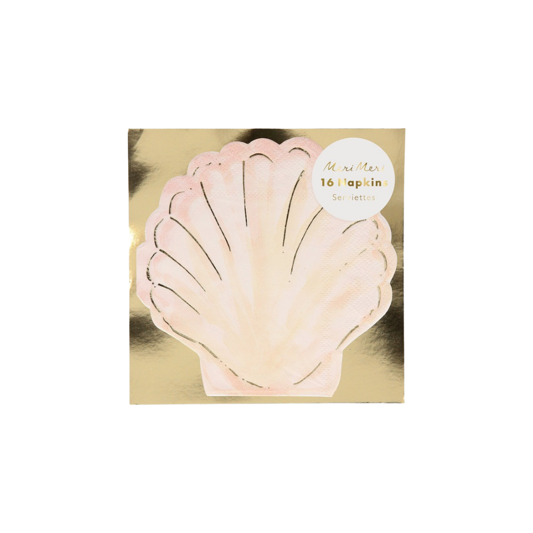 Pink Watercolour Clam Shell Dinner Napkins