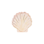 Pink shell shaped paper napkin with gold trim under the sea theme from Parte Haus party supply store in Bethesda MD