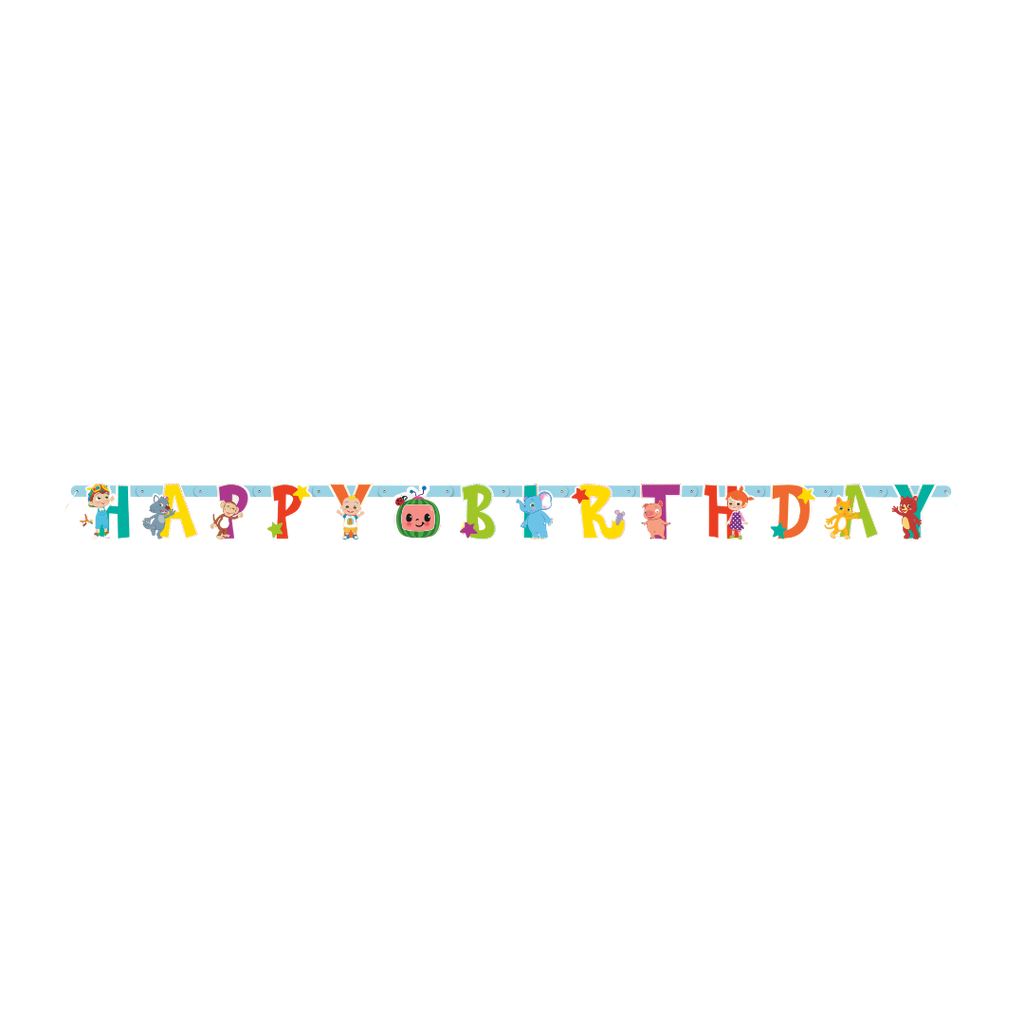 Colorful animal themed happy birthday banner for kids birthdays from Parte Haus party supply store in Bethesda Maryland