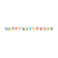 Colorful animal themed happy birthday banner for kids birthdays from Parte Haus party supply store in Bethesda Maryland