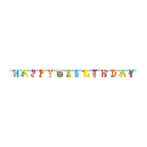 Colorful animal themed happy birthday banner for kids birthdays from Parte Haus party supply store in Bethesda Maryland