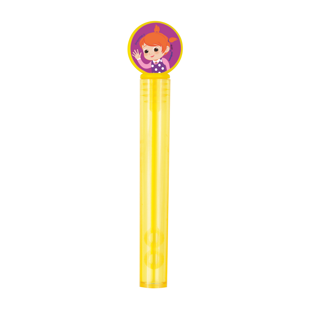 Yellow bubble wand with cartoon girl birthday theme from Parte Haus party supply store in Bethesda MD