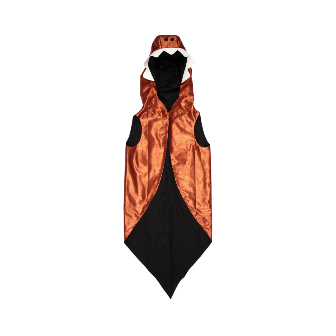 Copper brown dinosaur cape with hood for costume parties from Parte Haus party supply store in Bethesda MD