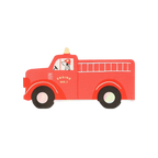 Red fire truck shaped napkin with Dalmatian for kids birthday from Parte Haus party supply store in Bethesda Maryland