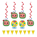 Colorful cartoon watermelon and baby decorations for birthday theme from Parte Haus party supply store in Bethesda MD