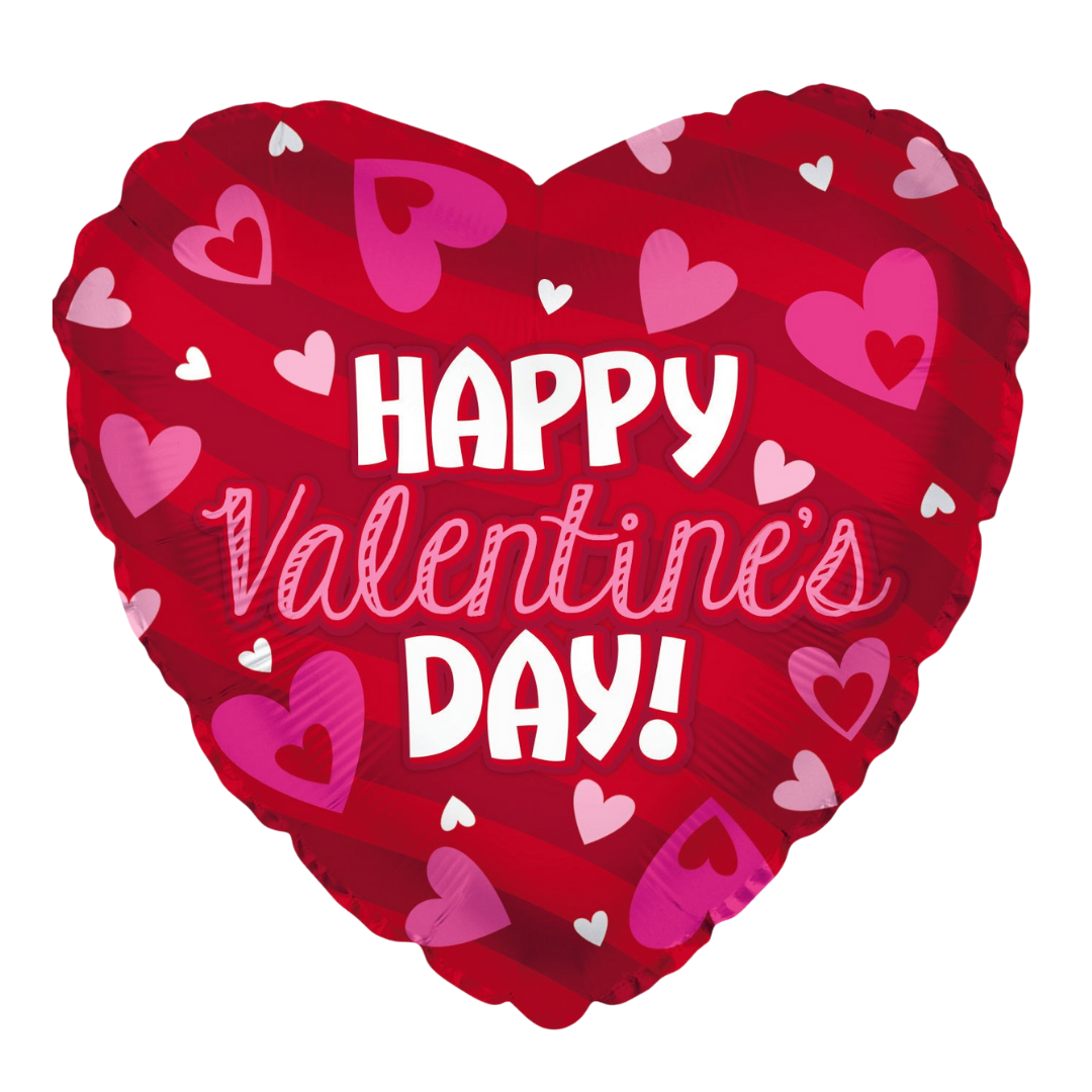 Red Stripes Happy Valentine’s Day Foil Balloon, 18in