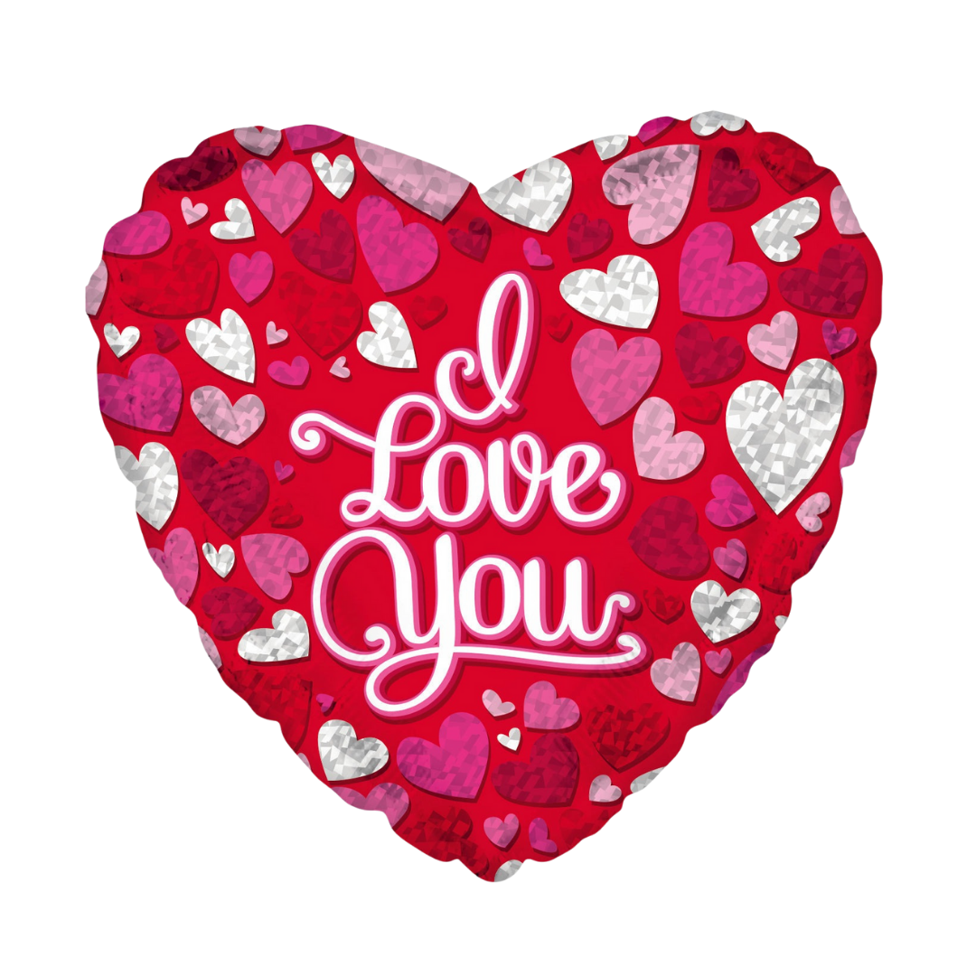 Red Prism Hearts Valentine’s Day  Foil Balloon, 18in