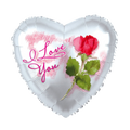 White Red Rose Valentine’s Day Foil Balloon, 18in