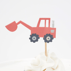 Red construction truck cupcake topper for kids birthday from Parte Haus party supply store in Bethesda Maryland