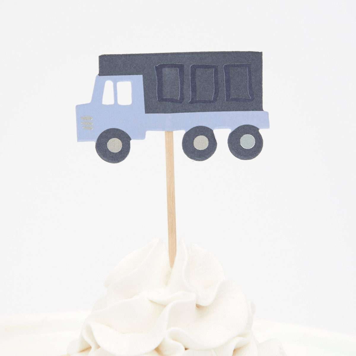 Blue truck cake topper construction birthday theme from Parte Haus party supply store in Bethesda MD