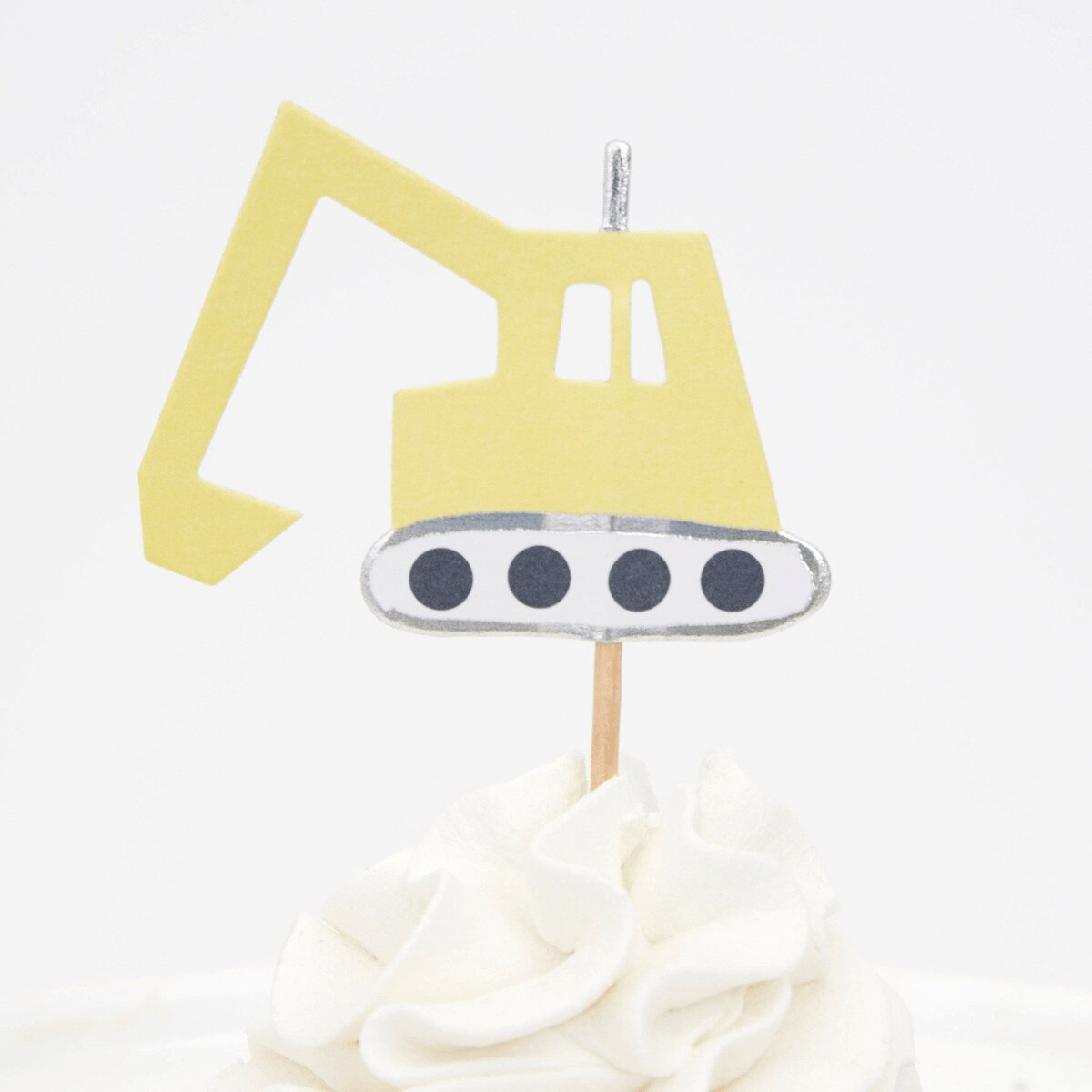 Yellow construction truck cupcake topper for birthday theme from Parte Haus party supply store in Bethesda MD