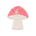 Pink mushroom paper plate with white spots woodland theme from Parte Haus party supply store in Bethesda MD