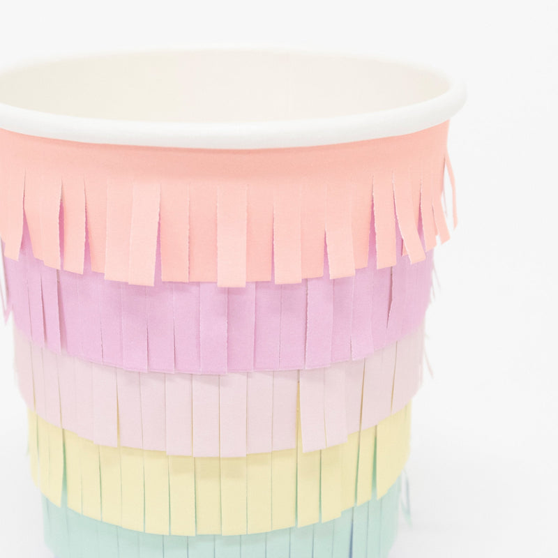 Pastel Rainbow Fringe Cups