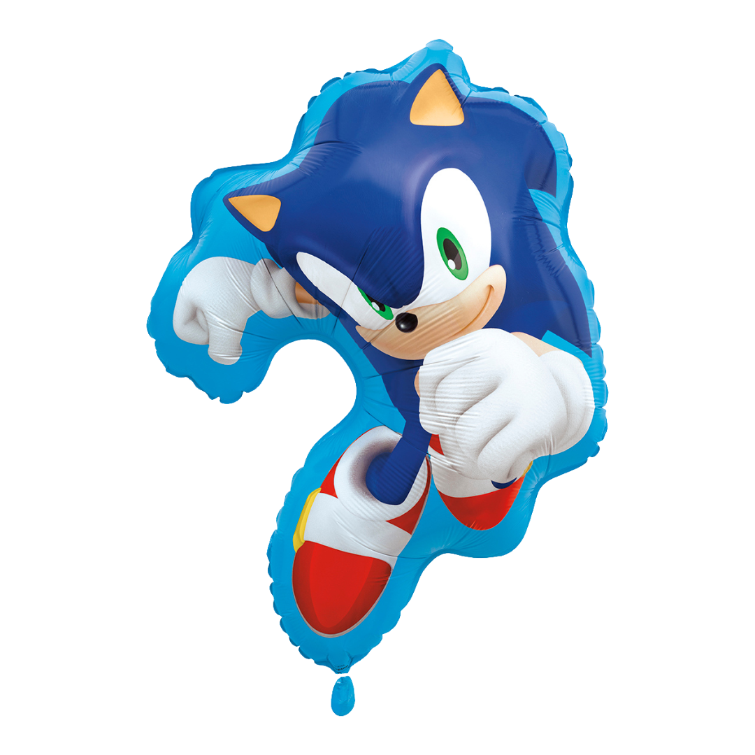 Blue Sonic character balloon for birthday from Parte Haus party supply store in Bethesda Maryland