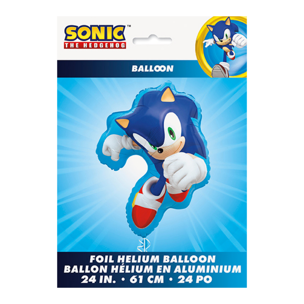 Blue Sonic the Hedgehog foil balloon for kids birthday from Parte Haus party supply store in Bethesda MD