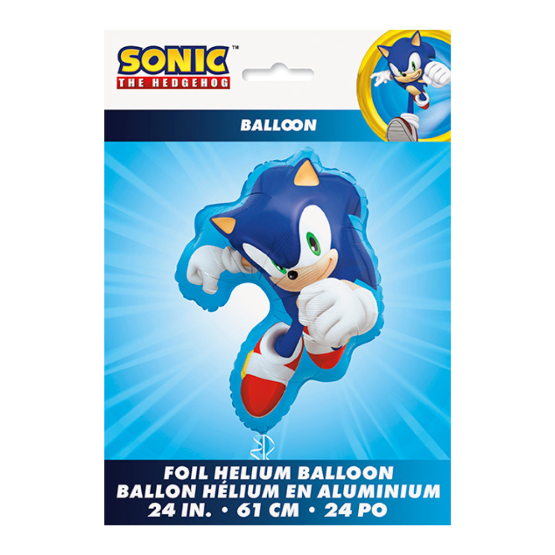 Blue Sonic the Hedgehog foil balloon for kids birthday from Parte Haus party supply store in Bethesda MD