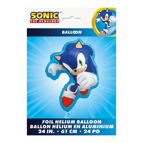 Blue Sonic the Hedgehog foil balloon for kids birthday from Parte Haus party supply store in Bethesda MD