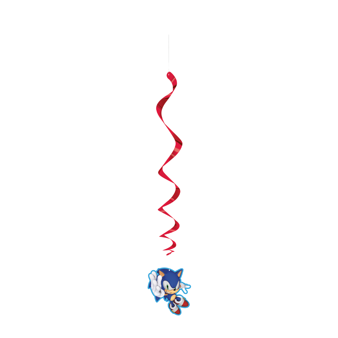 Blue and Red Sonic the Hedgehog Hanging Swirl Decoration - 3 Pcs
