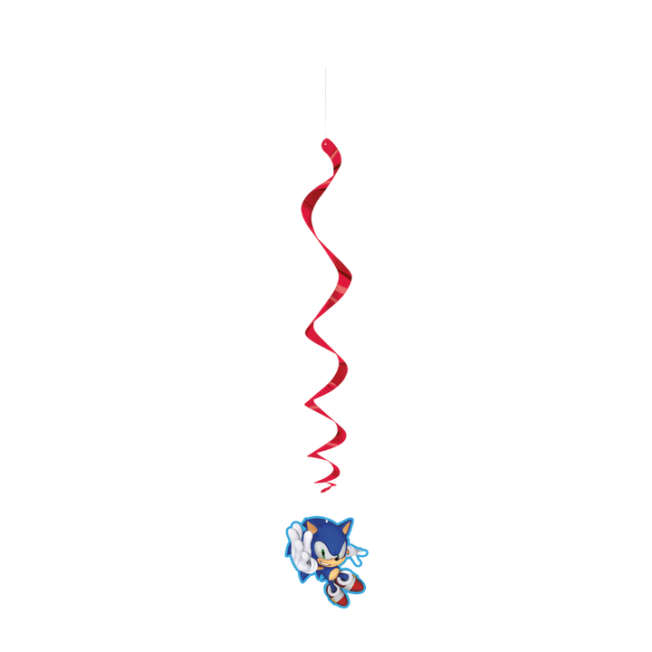 Blue and Red Sonic the Hedgehog Hanging Swirl Decoration - 3 Pcs