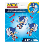 Blue Sonic the Hedgehog hanging decorations for birthday from Parte Haus party supply store in Bethesda Maryland