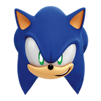 Blue Sonic face mask with green eyes for kids birthday from Parte Haus party supply store in Bethesda Maryland
