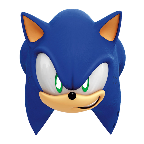 Blue Sonic face mask with green eyes for kids birthday from Parte Haus party supply store in Bethesda Maryland