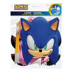 Blue Sonic the Hedgehog mask set with cartoon character faces for birthday theme from Parte Haus party supply store in Bethesda Maryland