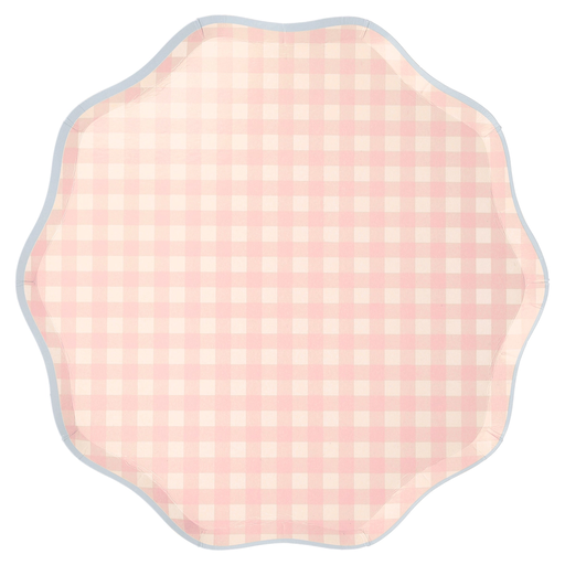 Assorted Gingham Scalloped Plates - 2 Sizes