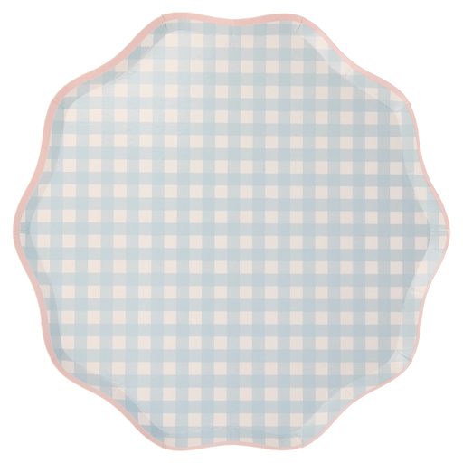 Assorted Gingham Scalloped Plates - 2 Sizes