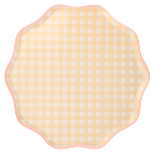 Assorted Gingham Scalloped Plates - 2 Sizes