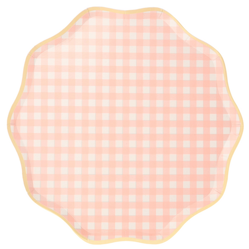 Assorted Gingham Scalloped Plates - 2 Sizes