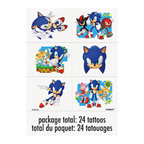 Blue Sonic the Hedgehog temporary tattoos colorful character graphics kids birthday from Parte Haus party supply store in Bethesda MD.