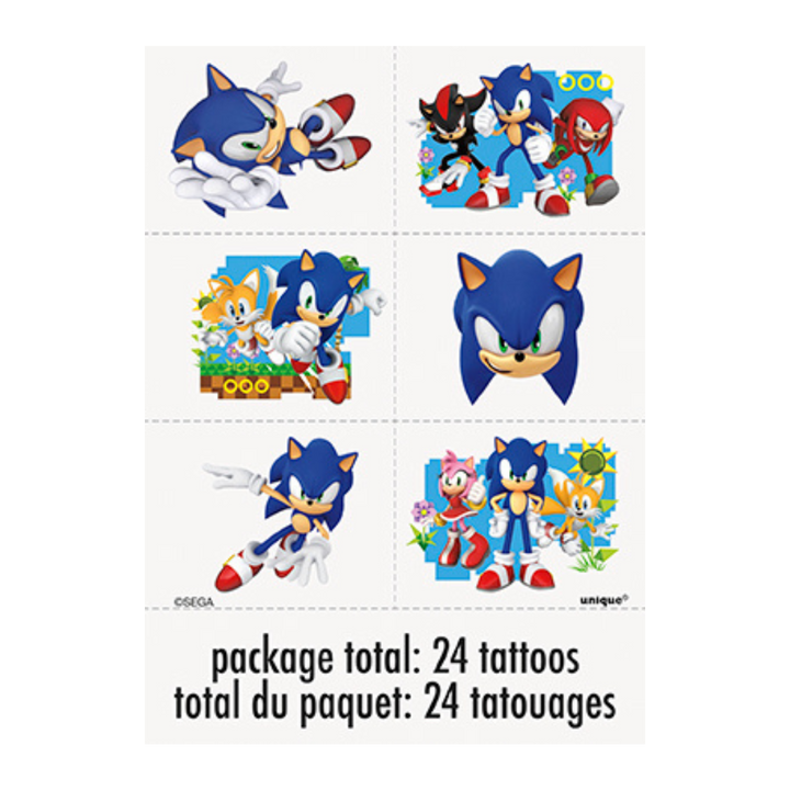 Sonic the Hedgehog Tattoo Sheets/Favors (24 Tattoos)