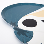 Blue Halloween skull plate with cartoon face from Parte Haus party supply store in Bethesda MD